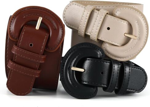 Women Belt for Jeans Pants Fashion Buckle Waist Faux Leather Belts for Ladies Dresses in Kuwait