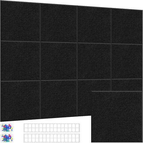 47"x35" Grey Large Cork Board, 12 Packs Felt Wall Tiles, Push Pin Bulletin Board for Office Wall Decor, Organizer and DIY in Kuwait