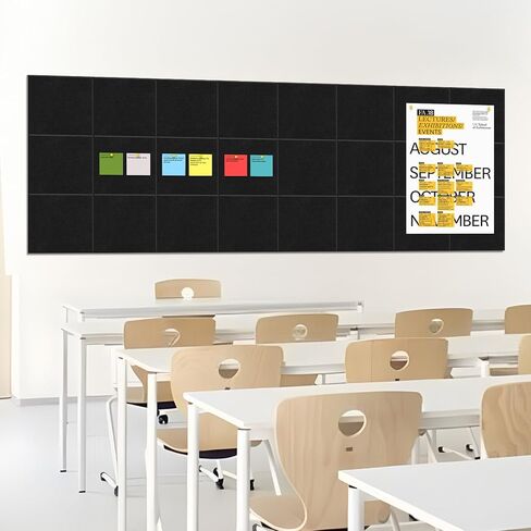 47"x35" Grey Large Cork Board, 12 Packs Felt Wall Tiles, Push Pin Bulletin Board for Office Wall Decor, Organizer and DIY in Kuwait