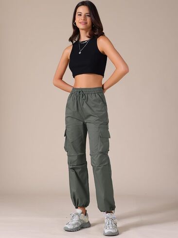 Allegra K Women's Cargo Joggers Streetwear High Waisted Pockets Casual Pants in Saudi Arabia