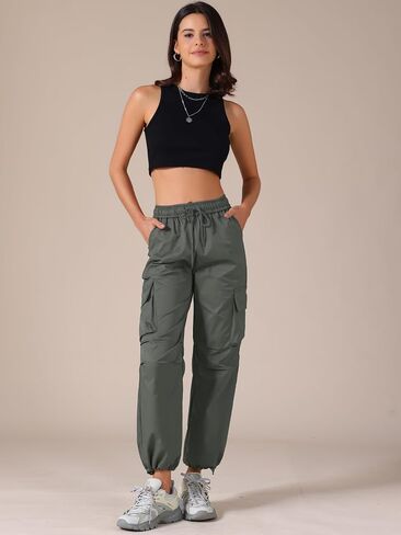 Allegra K Women's Cargo Joggers Streetwear High Waisted Pockets Casual Pants in Saudi Arabia