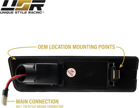 USR 10-13 MK7 ضوء العلامة الجانبية الخلفية - زوج مصابيح وقوف السيارات (يسار + يمين) - متوافق مع 2010-2013 Ford Transit Connect Mini Cargo Van جميع الموديلات مثل XL، XLT (عدسة دخان مع LED أحمر) in Saudi Arabia