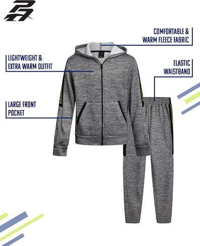 Pro Athlete Boys Tracksuit Set - 2 Piece Fleece Boys Zip Up Hoodie and Jogger Sweatpants - Athletic Outfit (Sizes: 8-12) in Kuwait