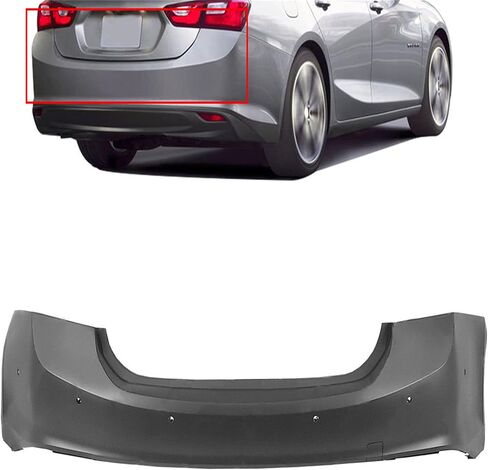 Silscvtt Primed Rear Bumper Cover Plastic with Parking Assist Sensor Holes Replacement for Malibu 2016-2018 GM1100979 in Saudi Arabia