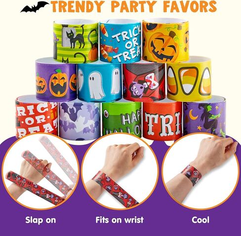 JOYIN 72 Pcs Halloween Slap Bracelets, Reflective Slap Bracelets Bulk for Kids Gifts, Friendship Bracelets for Halloween Goodie Bag Fillers, Halloween Party Favors School Classroom Game Prizes in Saudi Arabia