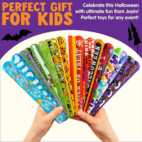 JOYIN 72 Pcs Halloween Slap Bracelets, Reflective Slap Bracelets Bulk for Kids Gifts, Friendship Bracelets for Halloween Goodie Bag Fillers, Halloween Party Favors School Classroom Game Prizes in Saudi Arabia