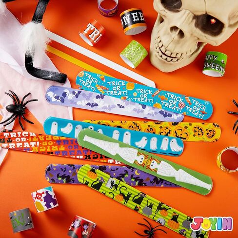 JOYIN 72 Pcs Halloween Slap Bracelets, Reflective Slap Bracelets Bulk for Kids Gifts, Friendship Bracelets for Halloween Goodie Bag Fillers, Halloween Party Favors School Classroom Game Prizes in Saudi Arabia