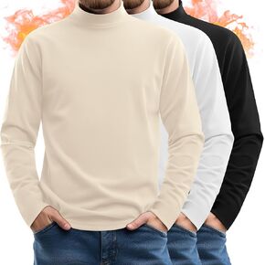 مجموعة من 3 تيشيرتات رجالية بأكمام طويلة، سترات صوفية حرارية، قمصان ذات ياقة مدورة وهمية، قمصان داخلية صلبة أساسية in Kuwait