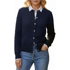 Women's Chunky Knit Cardigan Sweater Button Down Open Front Long Sleeve Crew Neck Soft Cable Cardigans Fall Coat in Saudi Arabia