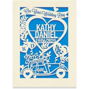 Personalized Wedding Card Wedding Anniversary Engraved Card Congratulations Wedding Day for New Couples Newlywed Custom Gift with Envelopes (Gold) in Saudi Arabia