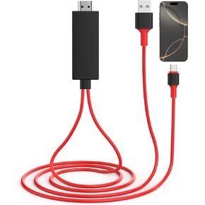 محول USB C إلى HDMI لهاتف iPhone 16 إلى التلفزيون، [معتمد من Apple MFi] كابل موصل شاشة AV رقمي USB من النوع C 1080P 4K لهاتف iPhone 16/16 Plus/16 Pro/16 Pro Max/15 إلى شاشة عرض HDTV in Kuwait