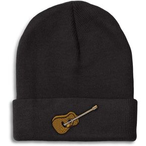 Custom Beanie for Men & Women Guitar Music A Embroidery Acrylic Skull Cap Hat Black Design Only in Saudi Arabia