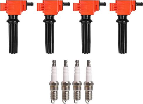 ENA Set of 4 Red UF670 Ignition Coils 94372 Iridium Spark Plugs 2.0 2.3 Compatible with Ford Mustang EcoSport Edge Escape Explorer Focus Fusion Taurus XE XF Discovery LR2 MKC MKT MKZ 2012-2020 in Saudi Arabia