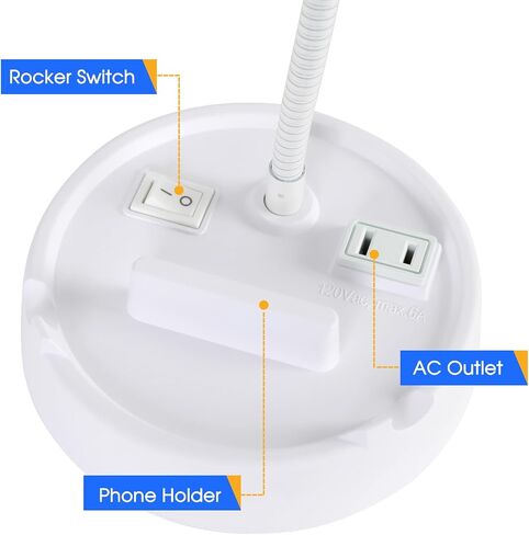 Energetic LED Desk Lamp with Phone Holder, Table Lamp with AC Outlet, Adjustable Flexible Gooseneck, 4000K, Eye-Care Reading Light for Bedroom, Study, Computer Desk, Living Room, Home Office, Black in Saudi Arabia