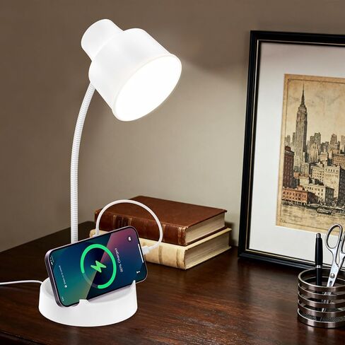 Energetic LED Desk Lamp with Phone Holder, Table Lamp with AC Outlet, Adjustable Flexible Gooseneck, 4000K, Eye-Care Reading Light for Bedroom, Study, Computer Desk, Living Room, Home Office, Black in Saudi Arabia
