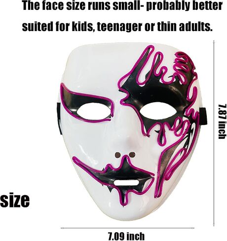 Halloween Purge Mask Led Light Up Scary Glowing Masks for Festival Party Gifts Couple Mask, Red 1pc in Kuwait