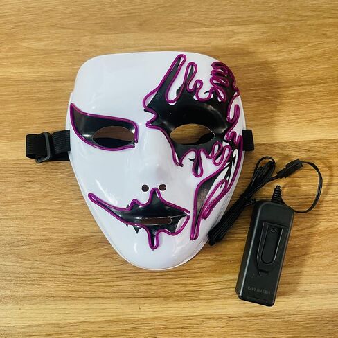 Halloween Purge Mask Led Light Up Scary Glowing Masks for Festival Party Gifts Couple Mask, Red 1pc in Kuwait