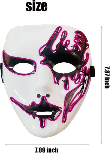 Halloween Purge Mask Led Light Up Scary Glowing Masks for Festival Party Gifts Couple Mask, Red 1pc in Kuwait