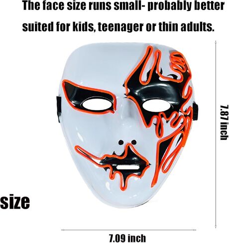 قناع هالوين تطهير LED LED UP مخيف أقنعة متوهجة لهدايا الحفلات المهرجان قناع الزوجين ، الأحمر 1pc in Kuwait
