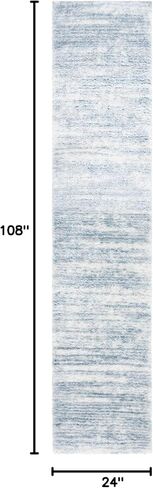 SAFAVIEH Tahoe Shag Collection Runner Rug - 2' x 9', Blue & Ivory, Modern Design, Plush 1.2-inch Thick, Ideal for High Traffic Areas in Living Room, Bedroom, Dining (THO653M-29) in Saudi Arabia