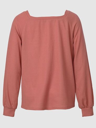 Womens Tops Waffle Knit Square Neck Long Sleeve Blouses Dressy Casual Shirts in Saudi Arabia