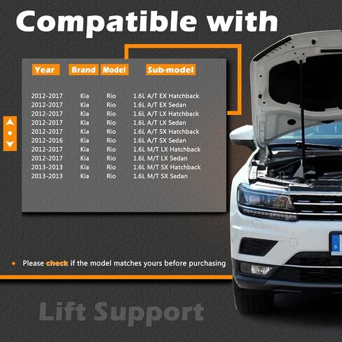 2 Pcs 19.38 in Liftgate Trunk Struts Lift Supports Compatible with Kia Rio 12-17 Shock Gas Spring Cylinder Rear Back Tailgate Hatch Replaces 817701W200 817801W200 in Saudi Arabia