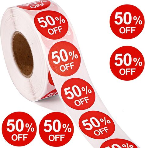 1000pcs 20% Discount Stickers, 1 Inch Round Self Adhesive 20 Percent Off Stickers Practical Promotion Labels Sales Tags for Retail Store Supermarkets Shops (Red) in Kuwait