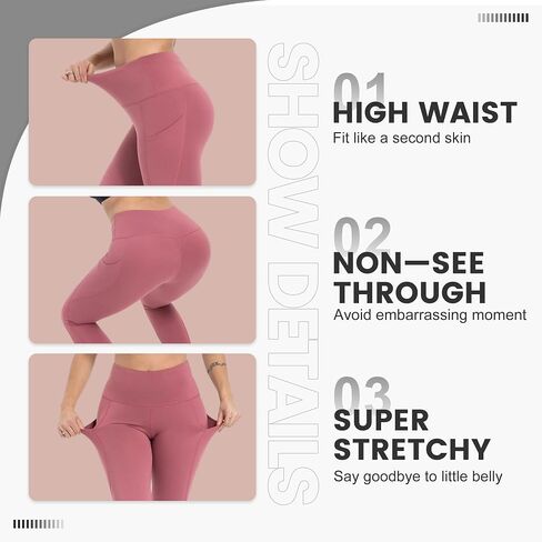 Women's High Waisted Capri Leggings with Pockets - High Waist Workout Running Yoga Pants in Saudi Arabia