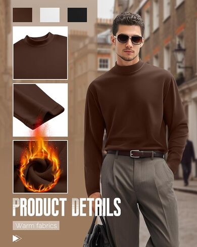 3 Pack Men's Long Sleeve Tees, Thermal Pullover Sweaters Mock Turtleneck Tops Basic Solid Undershirts in Saudi Arabia