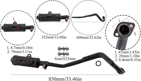 28 مللي متر 1 1/8 "ماسورة العادم + نظام كاتم الصوت ل 50cc 70cc 90cc 110cc 125cc 150cc فالكون الثور نمط رباعية الترابية دراجة ATV عربات التي تجرها الدواب Taotao السلام Coolster in Saudi Arabia