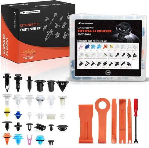 A-Premium 290 PCS (29 Sizes) Car Retainer Clip Kit Compatible with Toyota FJ Cruiser 2007-2014 Bumper Fender Hood Door Trim Panel Auto Push Pin Plastic Rivet Fastener Replacement Set, w/Removal Tool in Saudi Arabia
