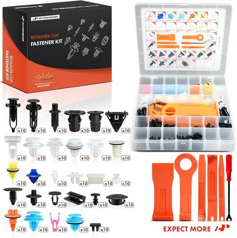 A-Premium 290 PCS (29 Sizes) Car Retainer Clip Kit Compatible with Toyota FJ Cruiser 2007-2014 Bumper Fender Hood Door Trim Panel Auto Push Pin Plastic Rivet Fastener Replacement Set, w/Removal Tool in Saudi Arabia