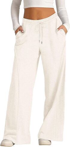 Oversized Wide Leg Sweatpants Women Casual Low Rise Baggy Sweat Pants Y2k Cute Loose Lounge Outfits with Pockets in Saudi Arabia