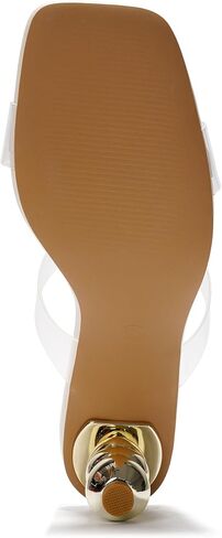 Women's Slip-On Square Toe Block Heels - Clear Chunky Heel Sandals for Wedding, Party, Summer | Comfortable Transparent Mule Shoes (Kimberly) in Saudi Arabia