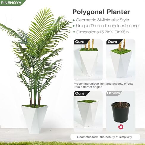 Artificial Palm Trees 6FT Tall Fake Palm Tree Indoor,Faux Tropical Areca Floor Plant with White Tall Planter, Fake Silk Plants in Pot for Home Office Living Room Bedroom Decor in Saudi Arabia