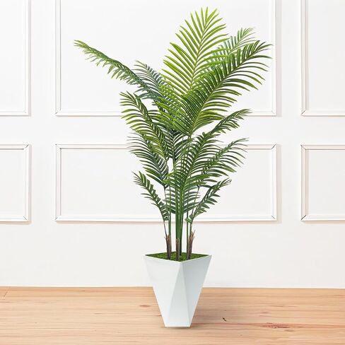 Artificial Palm Trees 6FT Tall Fake Palm Tree Indoor,Faux Tropical Areca Floor Plant with White Tall Planter, Fake Silk Plants in Pot for Home Office Living Room Bedroom Decor in Saudi Arabia