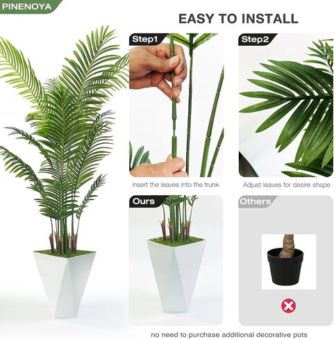 Artificial Palm Trees 6FT Tall Fake Palm Tree Indoor,Faux Tropical Areca Floor Plant with White Tall Planter, Fake Silk Plants in Pot for Home Office Living Room Bedroom Decor in Saudi Arabia