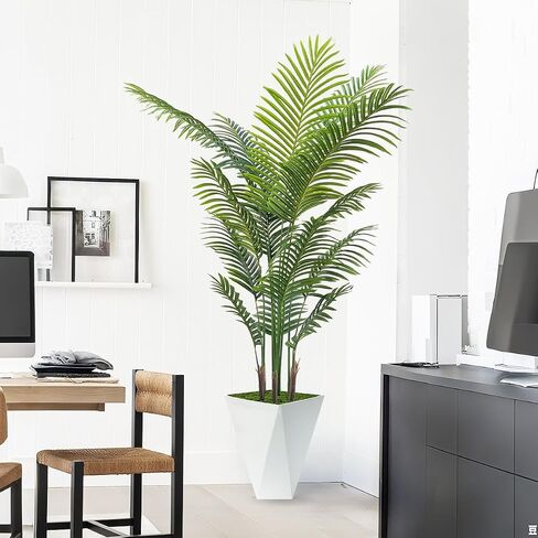 Artificial Palm Trees 6FT Tall Fake Palm Tree Indoor,Faux Tropical Areca Floor Plant with White Tall Planter, Fake Silk Plants in Pot for Home Office Living Room Bedroom Decor in Saudi Arabia