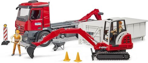 Bruder 03767 Man TGS Truck with Roll Off Container و Schäffer Compact Loader 2630 in Kuwait