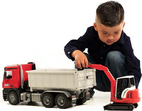 Bruder 03767 Man TGS Truck with Roll Off Container و Schäffer Compact Loader 2630 in Kuwait