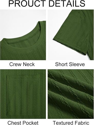 Runcati Mens Short Sleeve T-Shirts Casual Knit Texture Crewneck Pocket Tee Tops Loose Fit Summer Shirt in Kuwait