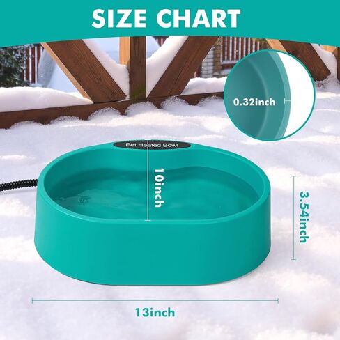 وعاء ماء ساخن للكلاب والقطط، وعاء للحيوانات الأليفة مُدفأ في الهواء الطلق مع سلك مقاوم للمضغ، طبق حراري ذكي في الشتاء للكلاب والقطط والدجاج والبط والأرانب، 108 أونصة 30 واط in Kuwait