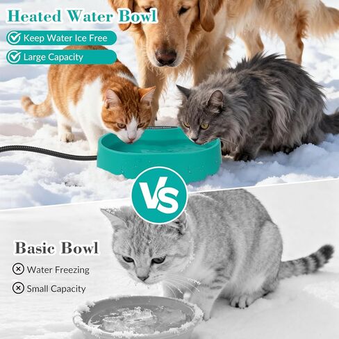 وعاء ماء ساخن للكلاب والقطط، وعاء للحيوانات الأليفة مُدفأ في الهواء الطلق مع سلك مقاوم للمضغ، طبق حراري ذكي في الشتاء للكلاب والقطط والدجاج والبط والأرانب، 108 أونصة 30 واط in Kuwait