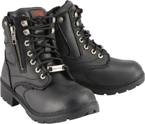 Milwaukee Leather Women's Black Waterproof Lace-Up Motorcycle Biker Rider Boots w/Side Zipper MBL9321WP in Saudi Arabia