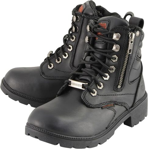 Milwaukee Leather Women's Black Waterproof Lace-Up Motorcycle Biker Rider Boots w/Side Zipper MBL9321WP in Saudi Arabia