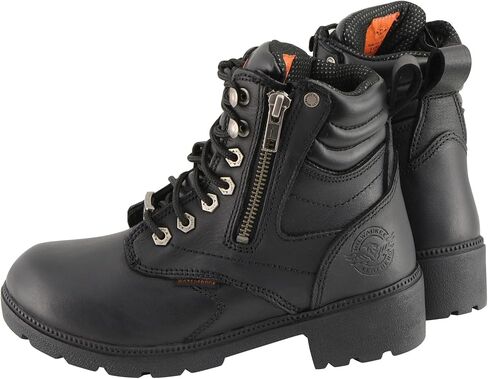 Milwaukee Leather Women's Black Waterproof Lace-Up Motorcycle Biker Rider Boots w/Side Zipper MBL9321WP in Saudi Arabia