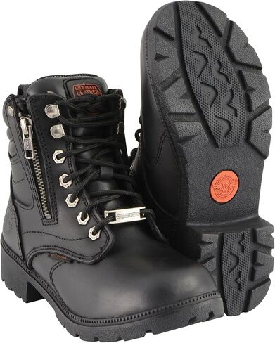 Milwaukee Leather Women's Black Waterproof Lace-Up Motorcycle Biker Rider Boots w/Side Zipper MBL9321WP in Saudi Arabia
