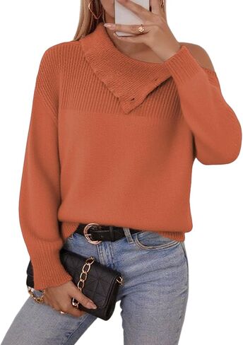 Womens Sweater Turtleneck Knit Long Sleeve Fall Fashion Jumper Cozy Pullover Tops in Kuwait