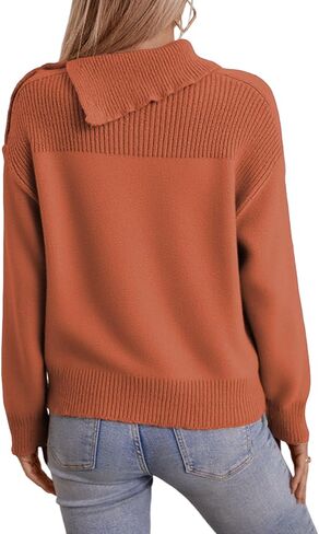 Womens Sweater Turtleneck Knit Long Sleeve Fall Fashion Jumper Cozy Pullover Tops in Kuwait