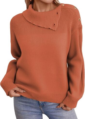 Womens Sweater Turtleneck Knit Long Sleeve Fall Fashion Jumper Cozy Pullover Tops in Kuwait